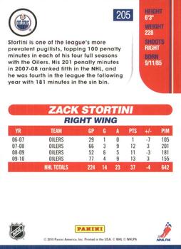 2010-11 Score - Glossy #205 Zach Stortini  Back