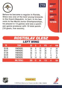 2010-11 Score - Glossy #219 Rostislav Olesz  Back