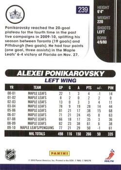 2010-11 Score - Glossy #239 Alexei Ponikarovsky  Back