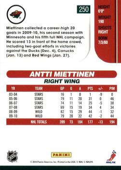 2010-11 Score - Glossy #250 Antti Miettinen  Back