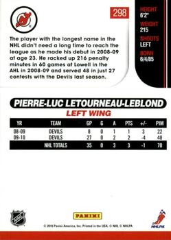 2010-11 Score - Glossy #298 Pierre-Luc Letourneau-Leblond  Back