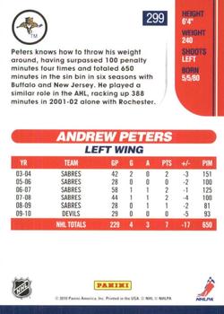 2010-11 Score - Glossy #299 Andrew Peters  Back