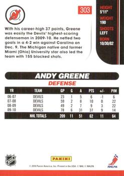 2010-11 Score - Glossy #303 Andy Greene  Back