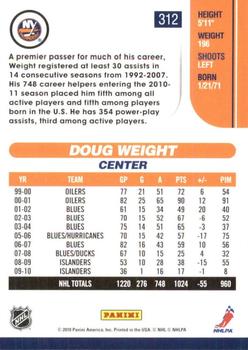 2010-11 Score - Glossy #312 Doug Weight  Back
