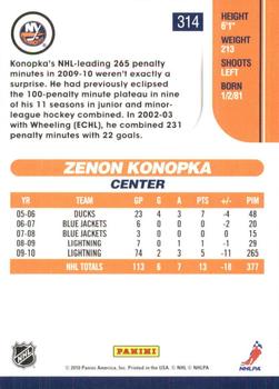 2010-11 Score - Glossy #314 Zenon Konopka  Back