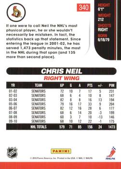 2010-11 Score - Glossy #340 Chris Neil  Back