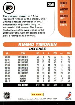 2010-11 Score - Glossy #356 Kimmo Timonen  Back