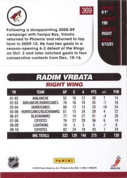 2010-11 Score - Glossy #369 Radim Vrbata  Back