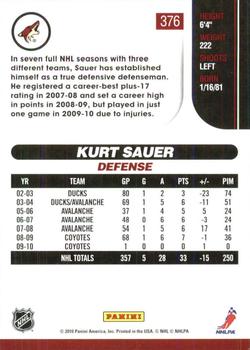 2010-11 Score - Glossy #376 Kurt Sauer  Back