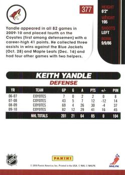 2010-11 Score - Glossy #377 Keith Yandle  Back