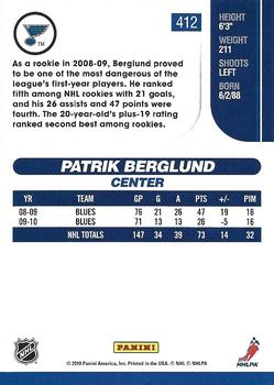 2010-11 Score - Glossy #412 Patrik Berglund  Back