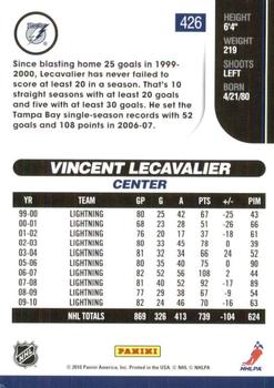 2010-11 Score - Glossy #426 Vincent Lecavalier  Back