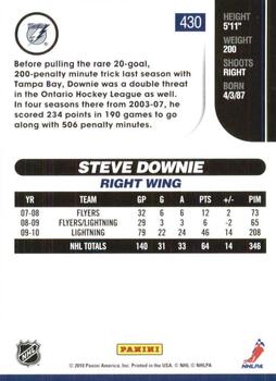2010-11 Score - Glossy #430 Steve Downie  Back