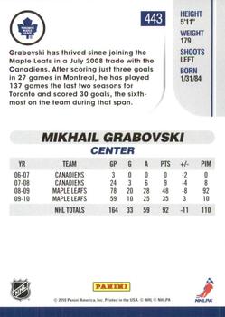 2010-11 Score - Glossy #443 Mikhail Grabovski  Back