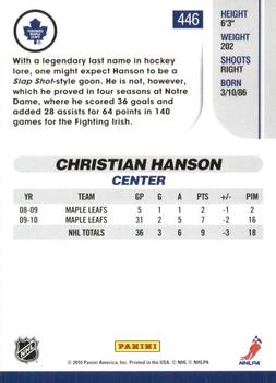 2010-11 Score - Glossy #446 Christian Hanson  Back