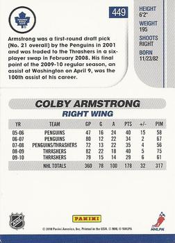 2010-11 Score - Glossy #449 Colby Armstrong  Back