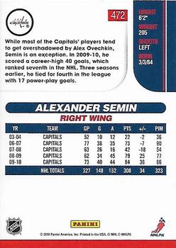 2010-11 Score - Glossy #472 Alexander Semin  Back