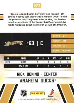 2010-11 Score - Glossy #523 Nick Bonino  Back