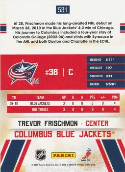2010-11 Score - Glossy #531 Trevor Frischmon  Back