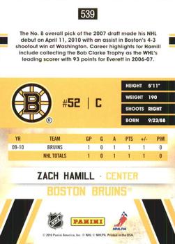 2010-11 Score - Glossy #539 Zach Hamill  Back