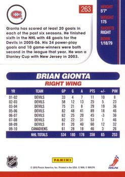 2010-11 Score - Glossy #263 Brian Gionta  Back