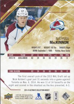 2014-15 Upper Deck Ultimate Collection #4 Nathan MacKinnon Back