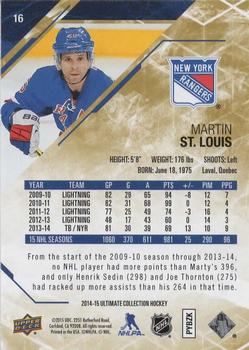 2014-15 Upper Deck Ultimate Collection #16 Martin St. Louis Back