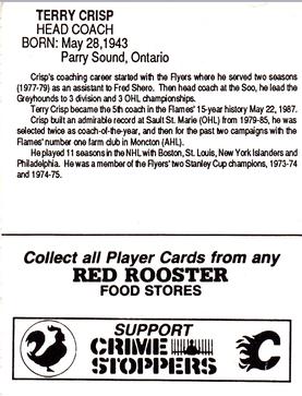 1987-88 Red Rooster Calgary Flames #NNO Terry Crisp Back