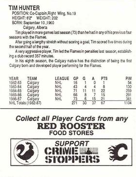 1987-88 Red Rooster Calgary Flames #NNO Tim Hunter Back