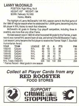 1987-88 Red Rooster Calgary Flames #NNO Lanny McDonald Back