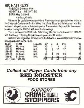 1987-88 Red Rooster Calgary Flames #NNO Ric Nattress Back