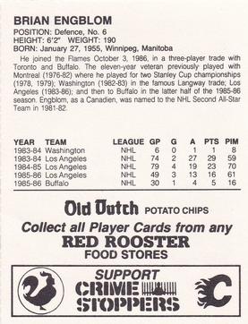 1986-87 Red Rooster Calgary Flames #NNO Brian Engblom Back