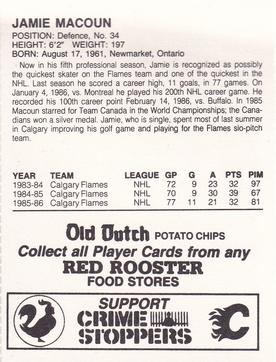 1986-87 Red Rooster Calgary Flames #NNO Jamie Macoun Back