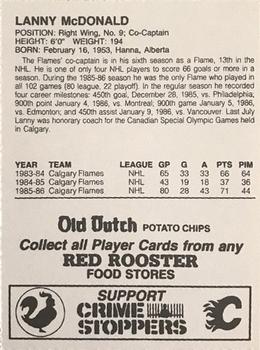 1986-87 Red Rooster Calgary Flames #NNO Lanny McDonald Back