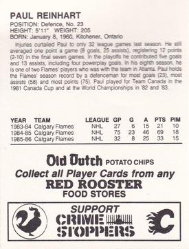 1986-87 Red Rooster Calgary Flames #NNO Paul Reinhart Back