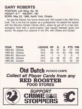 1986-87 Red Rooster Calgary Flames #NNO Gary Roberts Back