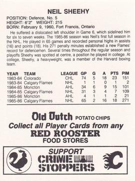 1986-87 Red Rooster Calgary Flames #NNO Neil Sheehy Back