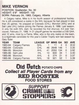 1986-87 Red Rooster Calgary Flames #NNO Mike Vernon Back