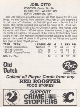 1985-86 Red Rooster Calgary Flames #NNO Joel Otto Back