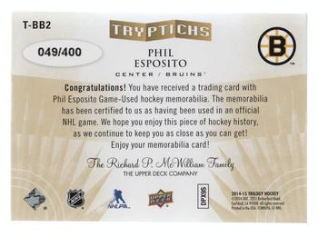 2014-15 Upper Deck Trilogy - Tryptichs #T-BB2 Phil Esposito Back