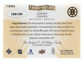 2014-15 Upper Deck Trilogy - Tryptichs #T-BOS2 Zdeno Chara Back