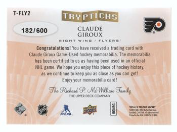 2014-15 Upper Deck Trilogy - Tryptichs #T-FLY2 Claude Giroux Back