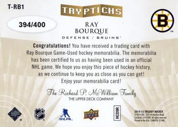 2014-15 Upper Deck Trilogy - Tryptichs #T-RB1 Ray Bourque Back