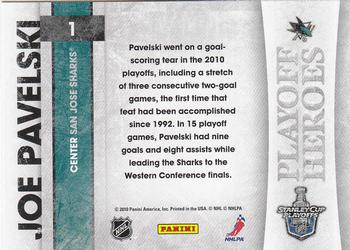 2010-11 Score - Playoff Heroes #1 Joe Pavelski Back