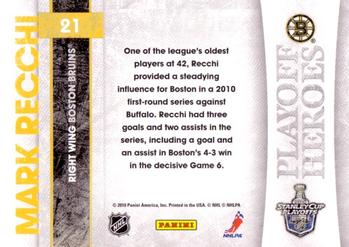 2010-11 Score - Playoff Heroes #21 Mark Recchi Back
