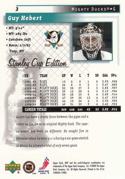 1999-00 Upper Deck MVP Stanley Cup Edition #3 Guy Hebert Back