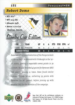 1999-00 Upper Deck MVP Stanley Cup Edition #151 Robert Dome Back