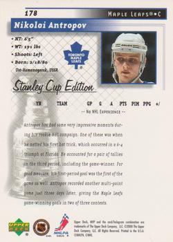 1999-00 Upper Deck MVP Stanley Cup Edition #178 Nikolai Antropov Back