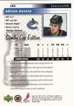 1999-00 Upper Deck MVP Stanley Cup Edition #184 Adrian Aucoin Back