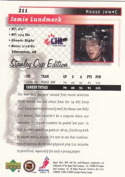 1999-00 Upper Deck MVP Stanley Cup Edition #211 Jamie Lundmark Back